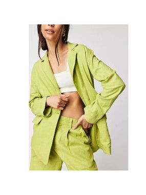 NWT FREE PEOPLE Good Lookin' Short Suit Set $350 SIZE 6 Green Blazer Shorts Set